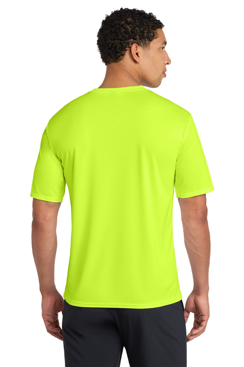 Port & Company PC380 Mens Dry Zone Performance Moisture Wicking Short Sleeve Crewneck T-Shirt Neon Yellow Model Back