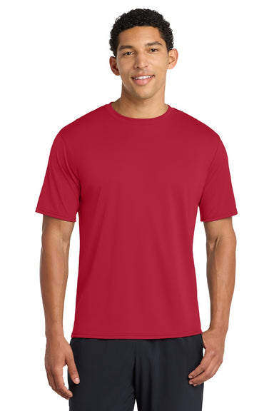 Port & Company PC380 Mens Dry Zone Performance Moisture Wicking Short Sleeve Crewneck T-Shirt Red Model Front