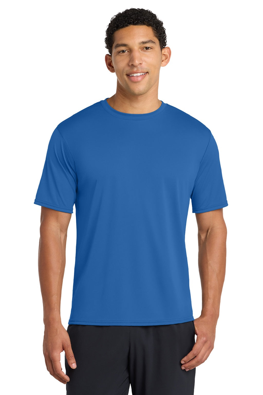 Port & Company PC380 Mens Dry Zone Performance Moisture Wicking Short Sleeve Crewneck T-Shirt Royal Blue Model Front