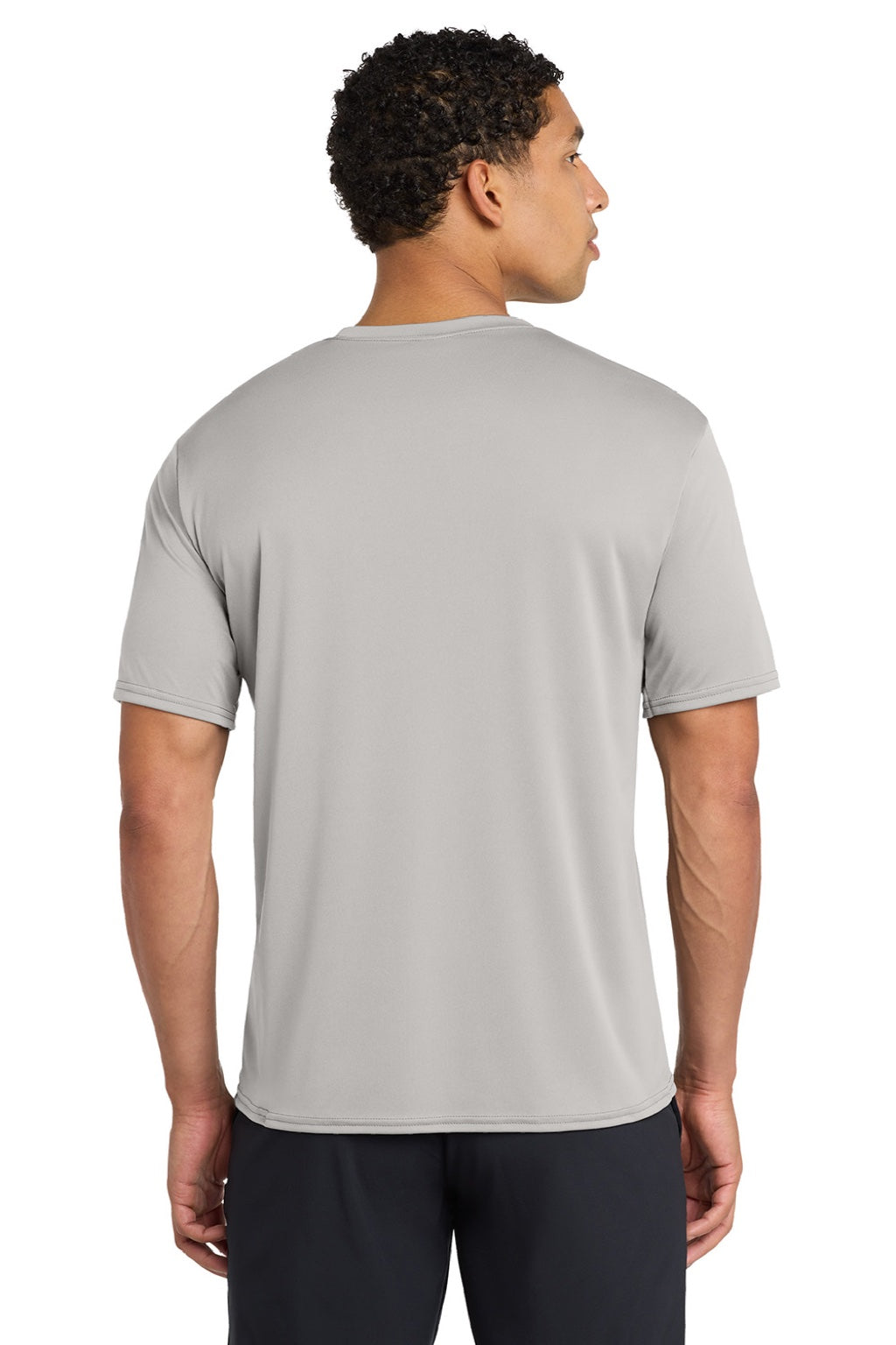 Port & Company PC380 Mens Dry Zone Performance Moisture Wicking Short Sleeve Crewneck T-Shirt Silver Grey Model Back