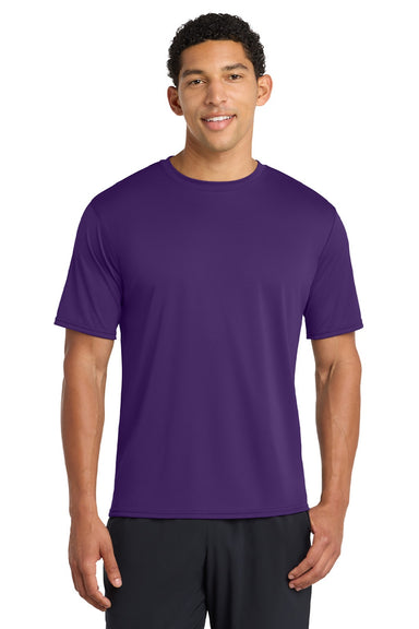 Port & Company PC380 Mens Dry Zone Performance Moisture Wicking Short Sleeve Crewneck T-Shirt Team Purple Model Front