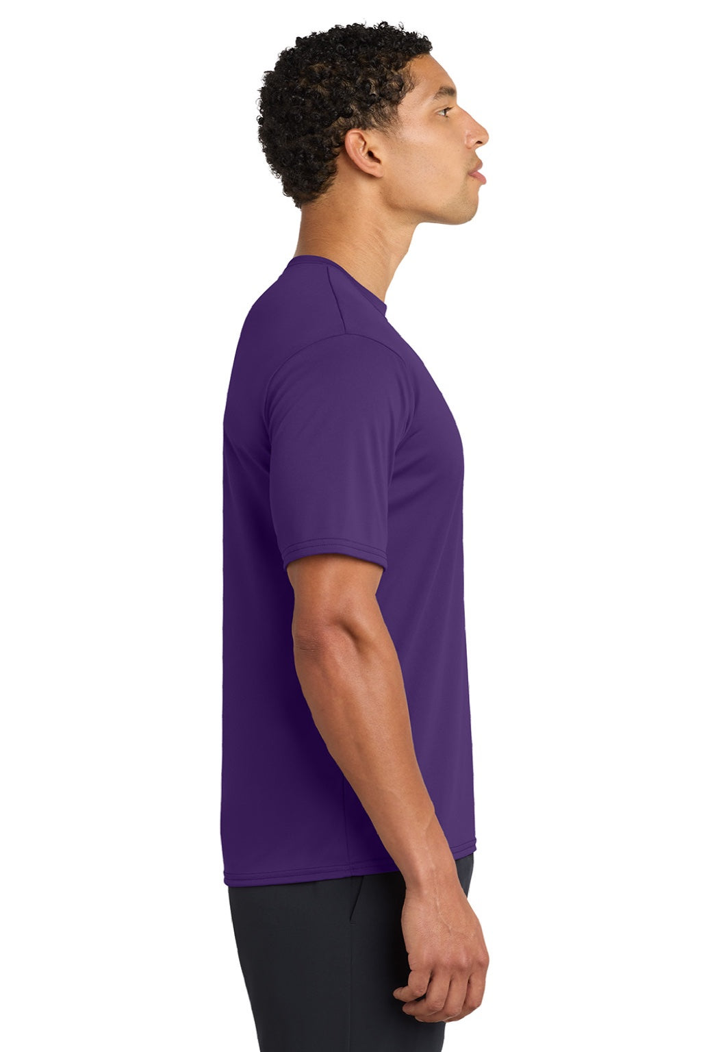 Port & Company PC380 Mens Dry Zone Performance Moisture Wicking Short Sleeve Crewneck T-Shirt Team Purple Model Side