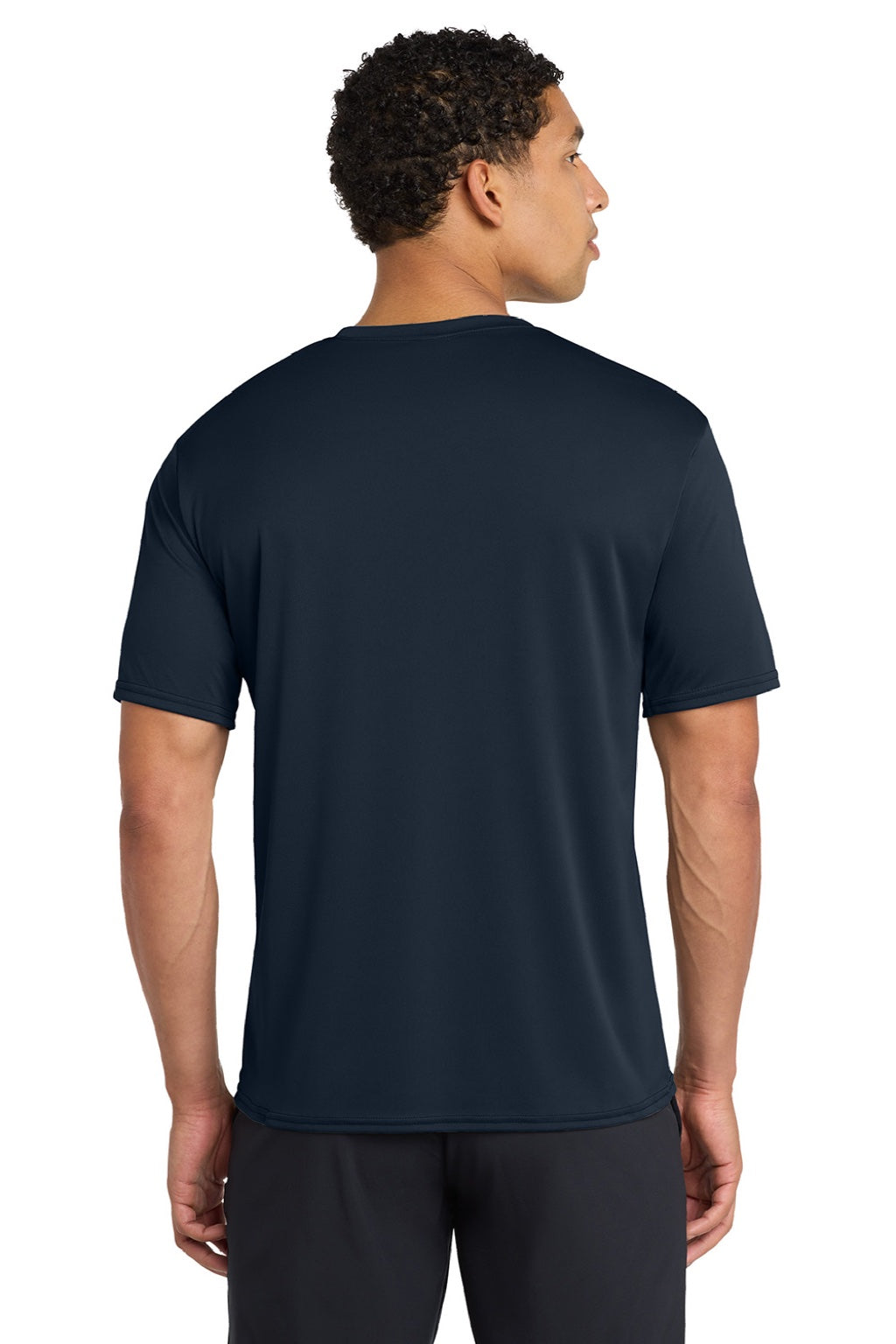 Port & Company PC380 Mens Dry Zone Performance Moisture Wicking Short Sleeve Crewneck T-Shirt True Navy Blue Model Back