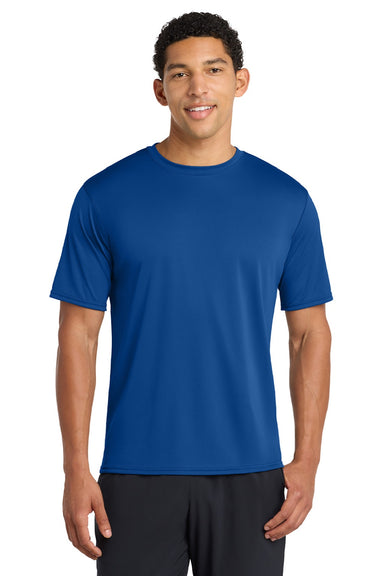 Port & Company PC380 Mens Dry Zone Performance Moisture Wicking Short Sleeve Crewneck T-Shirt True Royal Blue Model Front