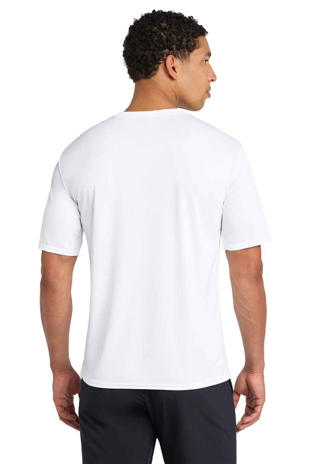 Port & Company PC380 Mens Dry Zone Performance Moisture Wicking Short Sleeve Crewneck T-Shirt White Model Back
