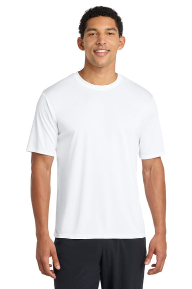 Port & Company PC380 Mens Dry Zone Performance Moisture Wicking Short Sleeve Crewneck T-Shirt White Model Front