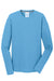 Port & Company PC381LS Mens Dry Zone Performance Moisture Wicking Long Sleeve Crewneck T-Shirt Aquatic Blue Flat Front