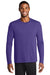 Port & Company PC381LS Mens Dry Zone Performance Moisture Wicking Long Sleeve Crewneck T-Shirt Purple Model Front