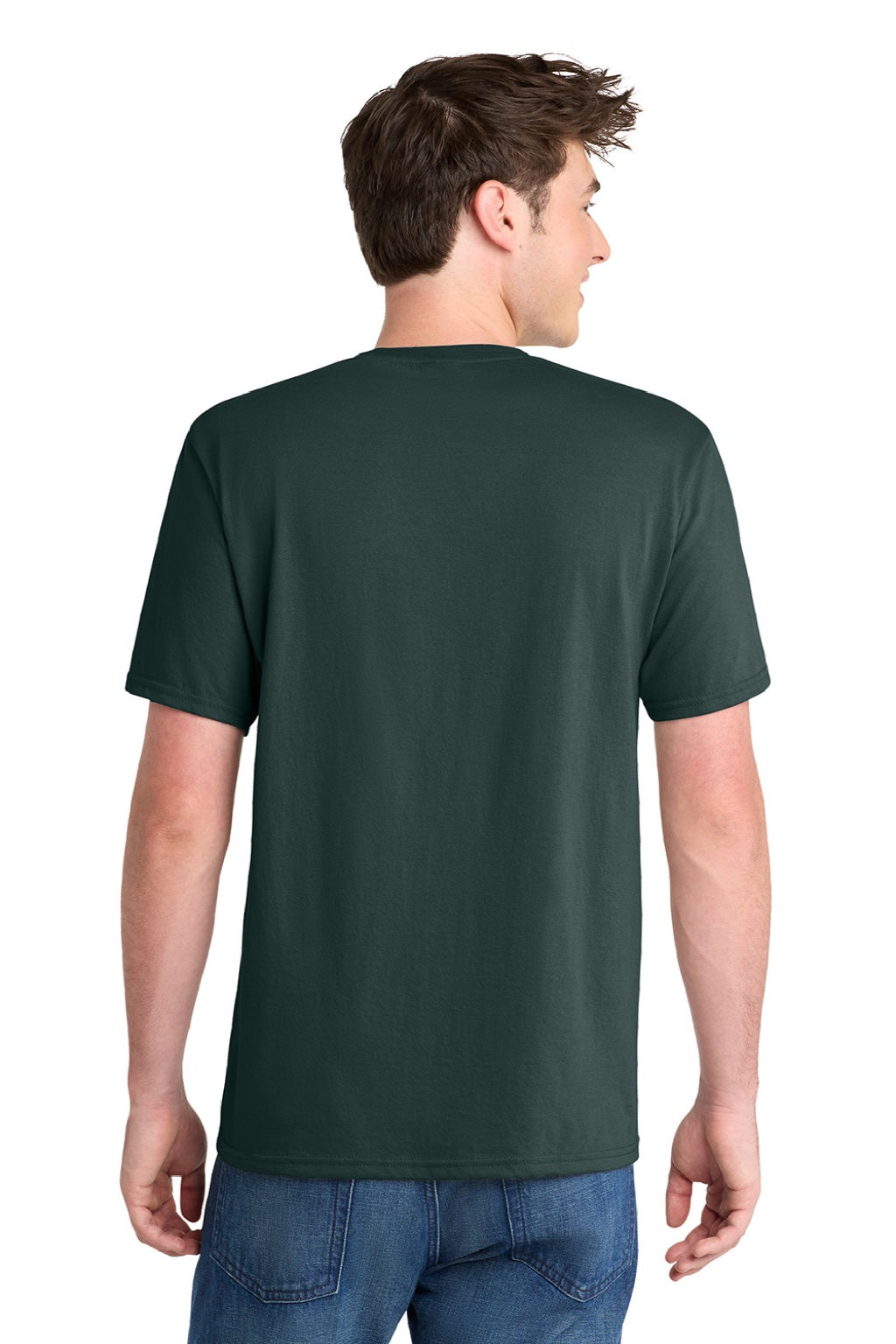 Port & Company PC381 Mens Dry Zone Performance Moisture Wicking Short Sleeve Crewneck T-Shirt Dark Green Model Back