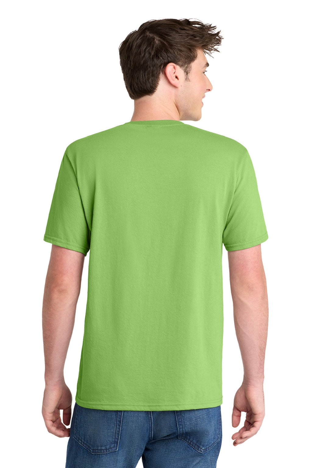 Port & Company PC381 Mens Dry Zone Performance Moisture Wicking Short Sleeve Crewneck T-Shirt Lime Green Model Back