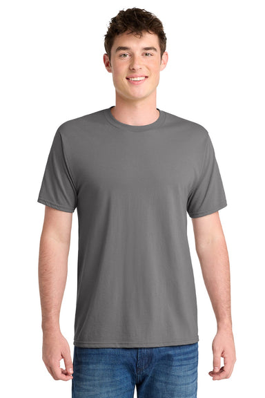 Port & Company PC381 Mens Dry Zone Performance Moisture Wicking Short Sleeve Crewneck T-Shirt Medium Grey Model Front