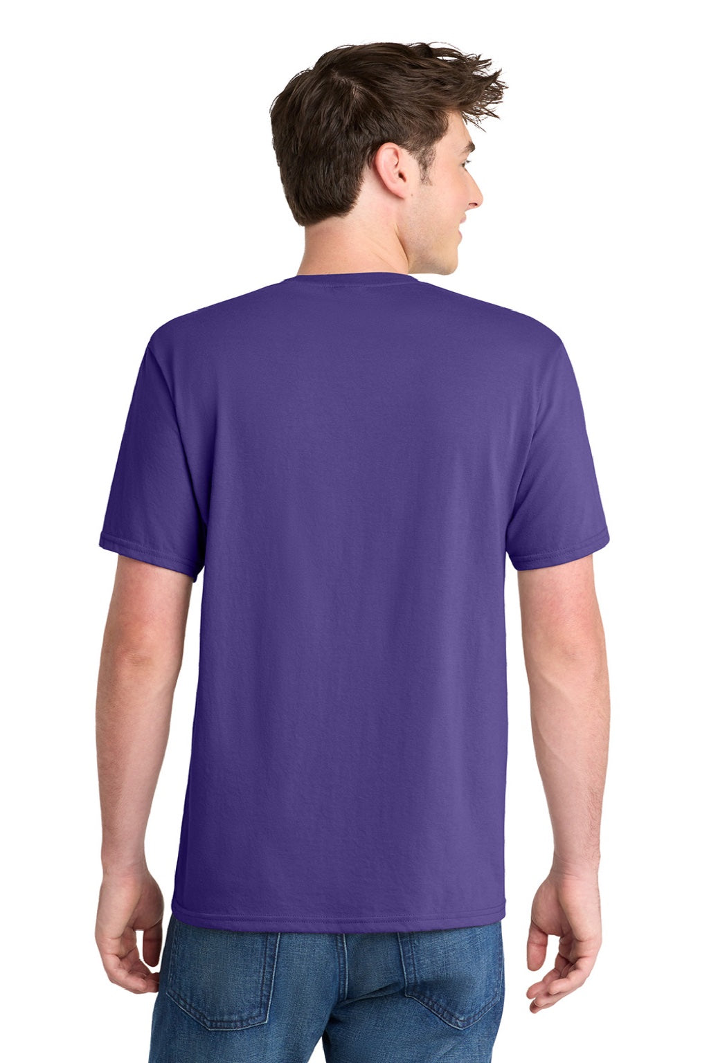 Port & Company PC381 Mens Dry Zone Performance Moisture Wicking Short Sleeve Crewneck T-Shirt Purple Model Back