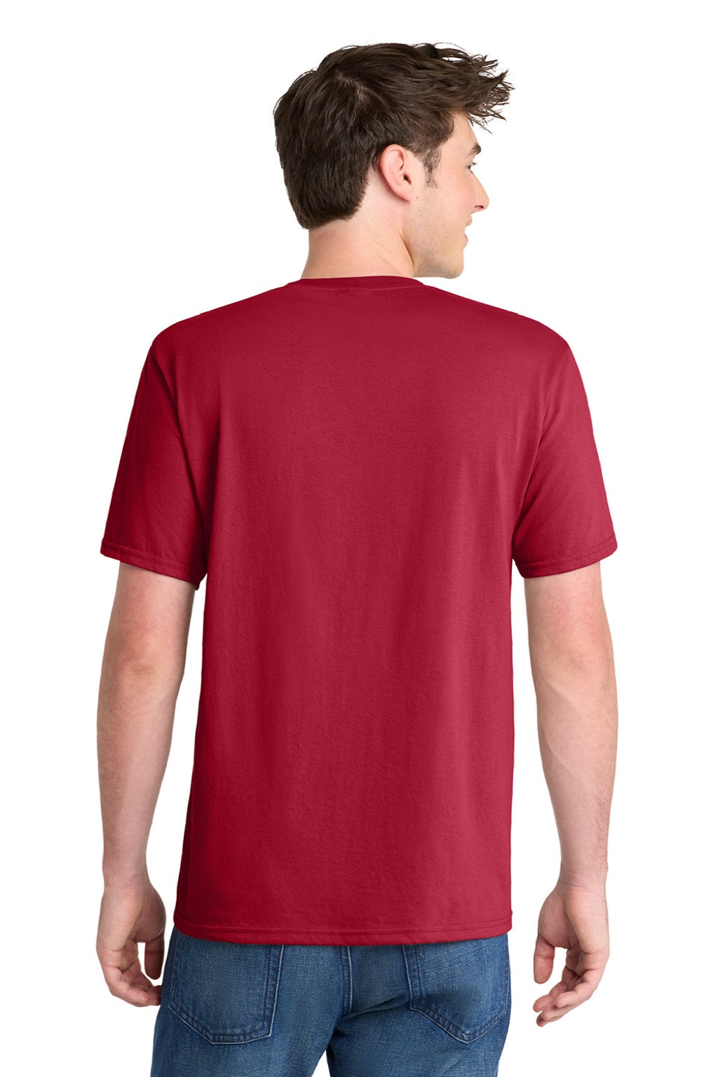 Port & Company PC381 Mens Dry Zone Performance Moisture Wicking Short Sleeve Crewneck T-Shirt Red Model Back