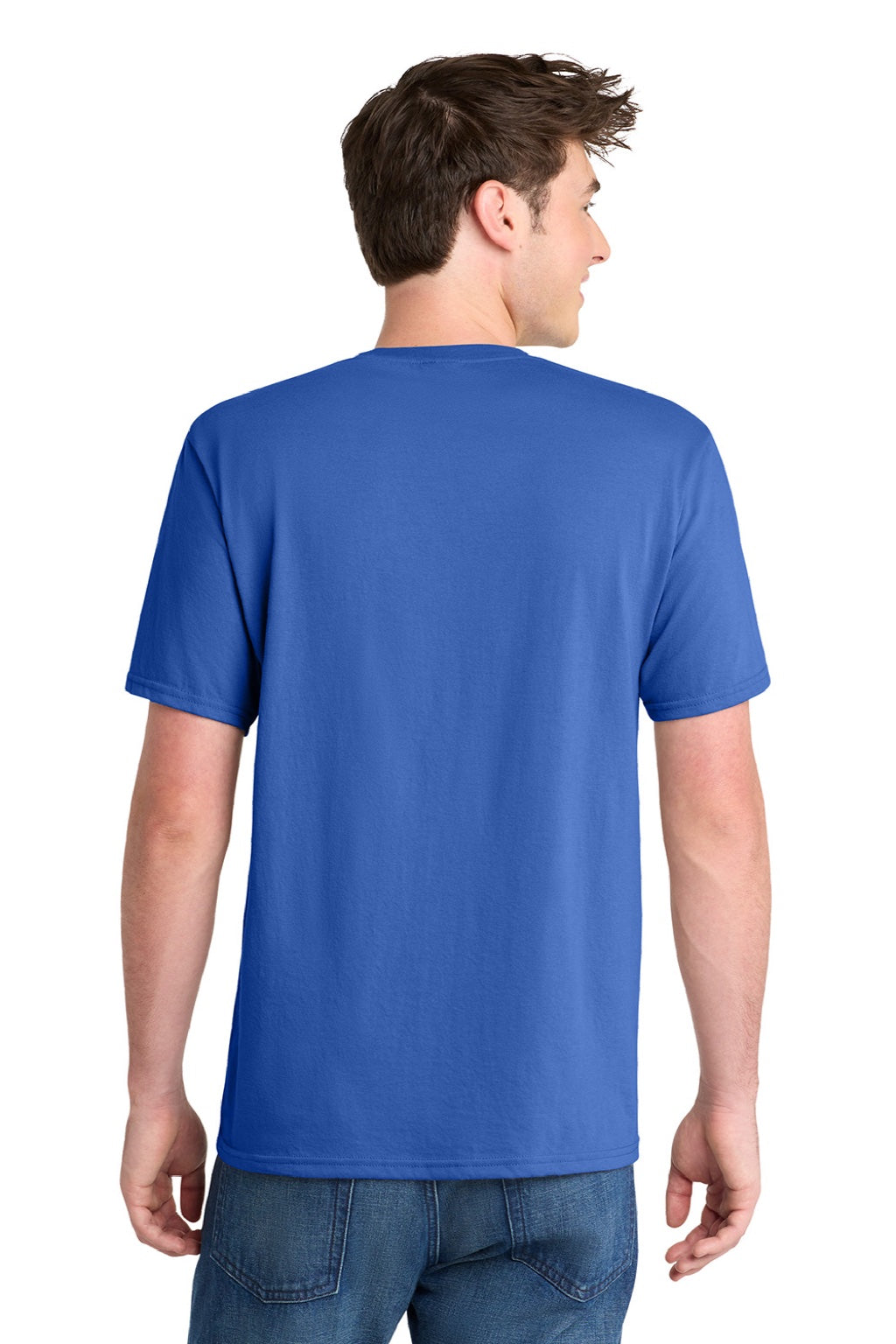 Port & Company PC381 Mens Dry Zone Performance Moisture Wicking Short Sleeve Crewneck T-Shirt True Royal Blue Model Back