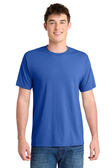 Port & Company PC381 Mens Dry Zone Performance Moisture Wicking Short Sleeve Crewneck T-Shirt True Royal Blue Model Front