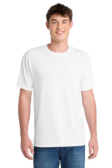 Port & Company PC381 Mens Dry Zone Performance Moisture Wicking Short Sleeve Crewneck T-Shirt White Model Front