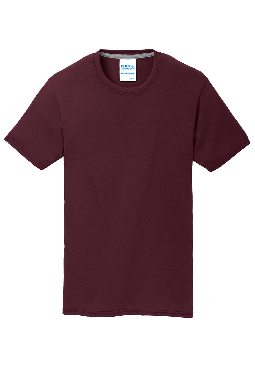 Port & Company PC381 Mens Dry Zone Performance Moisture Wicking Short Sleeve Crewneck T-Shirt Athletic Maroon Flat Front