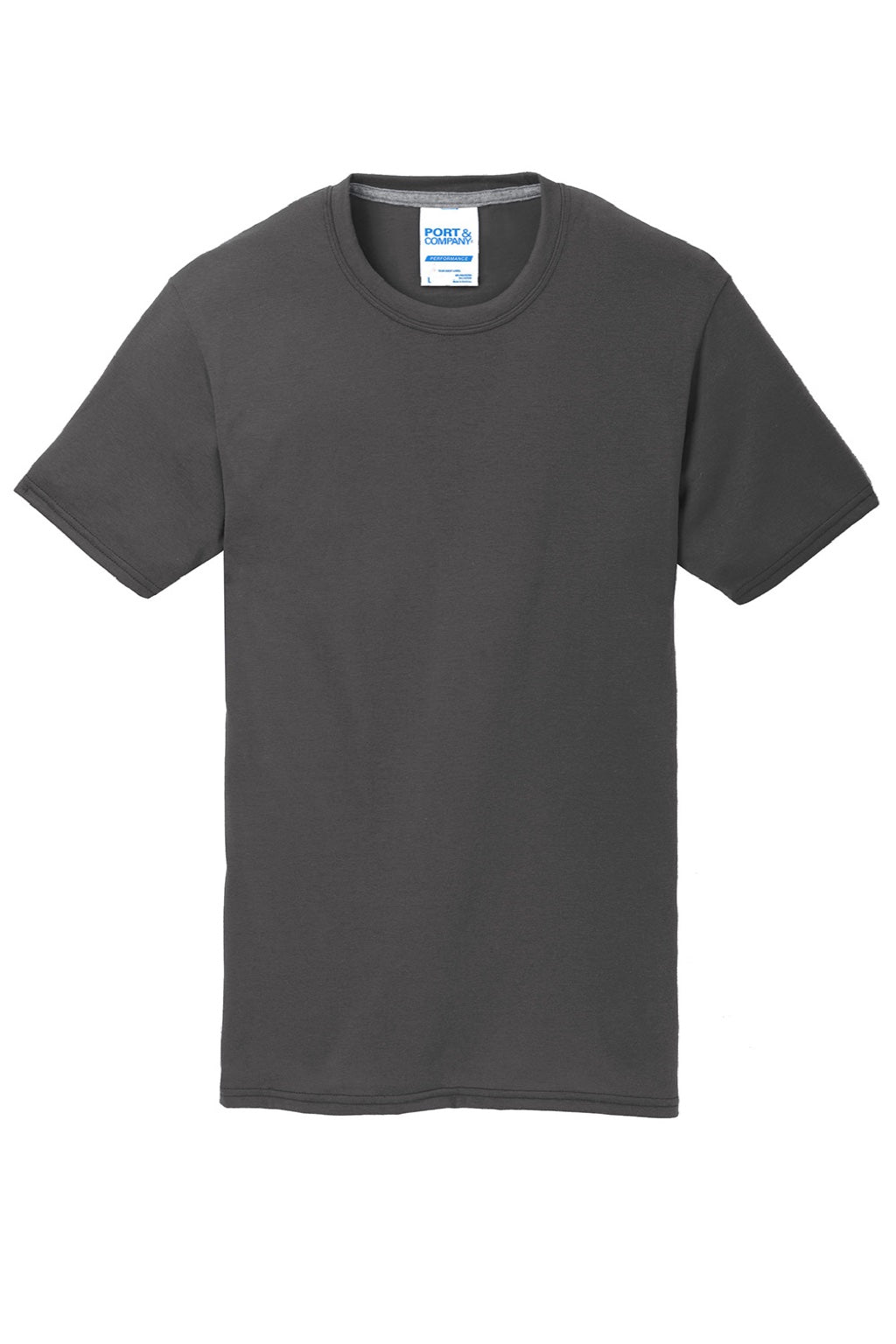 Port & Company PC381 Mens Dry Zone Performance Moisture Wicking Short Sleeve Crewneck T-Shirt Charcoal Grey Flat Front