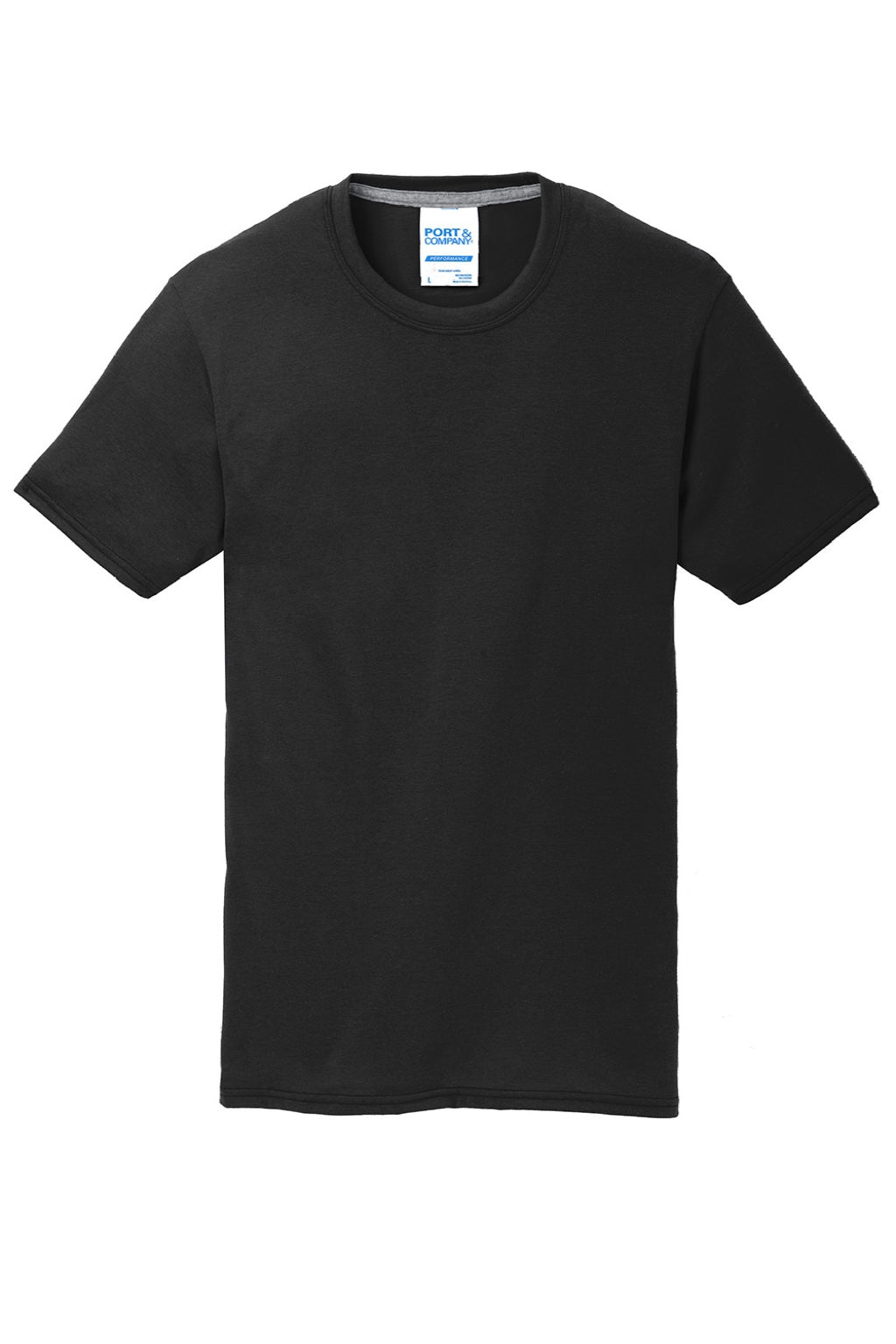 Port & Company PC381 Mens Dry Zone Performance Moisture Wicking Short Sleeve Crewneck T-Shirt Jet Black Flat Front