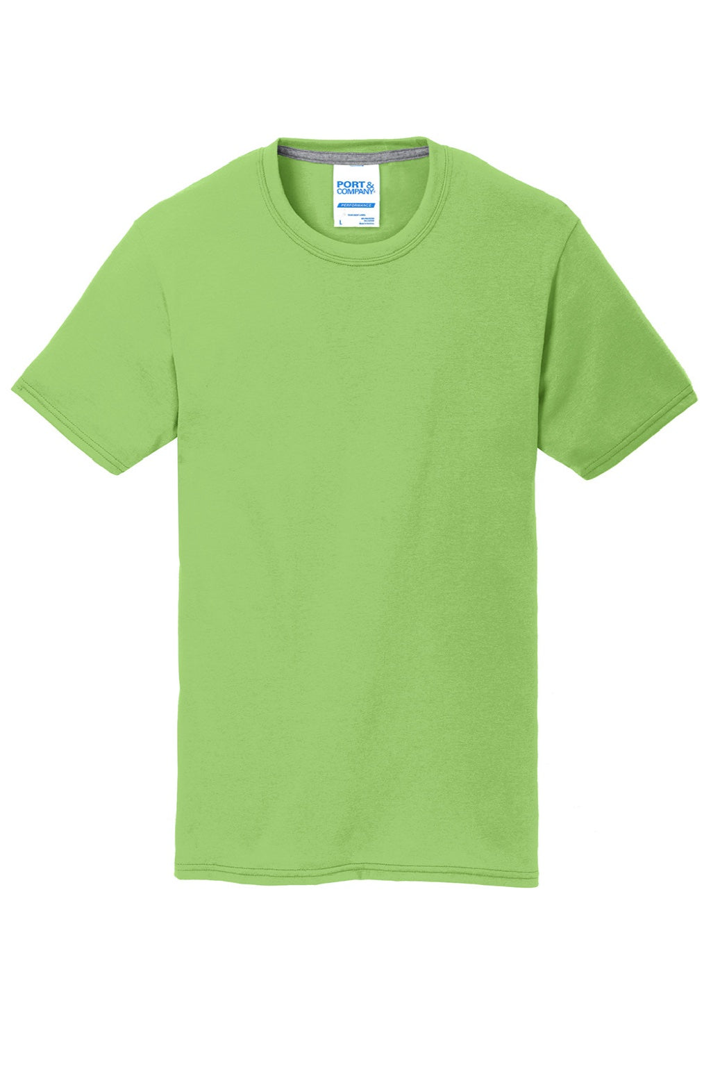Port & Company PC381 Mens Dry Zone Performance Moisture Wicking Short Sleeve Crewneck T-Shirt Lime Green Flat Front