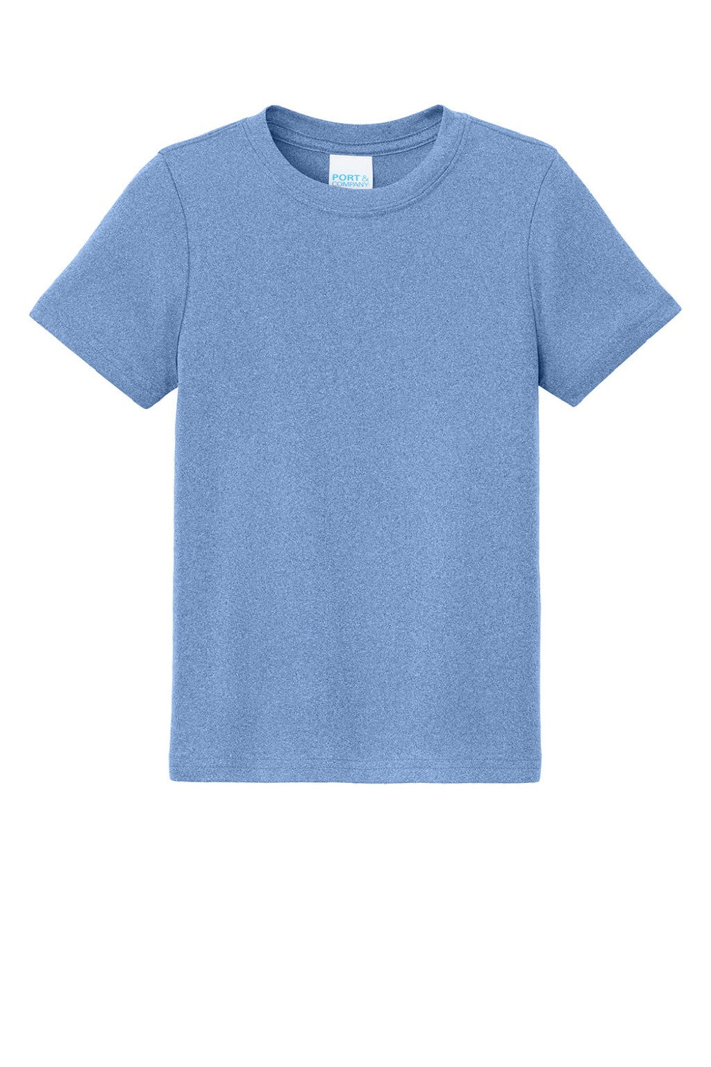 Port & Company PC390Y Youth Heather Performance Short Sleeve Crewneck T-Shirt Heather Carolina Blue Flat Front