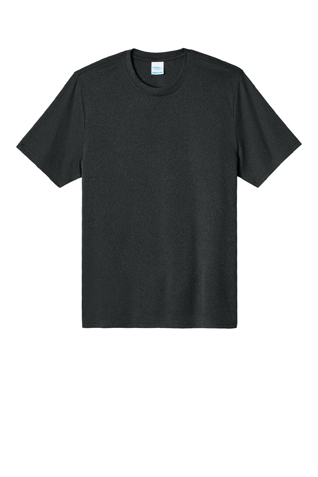 Port & Company PC390 Mens Heather Performance Short Sleeve Crewneck T-Shirt Heather Black Flat Front