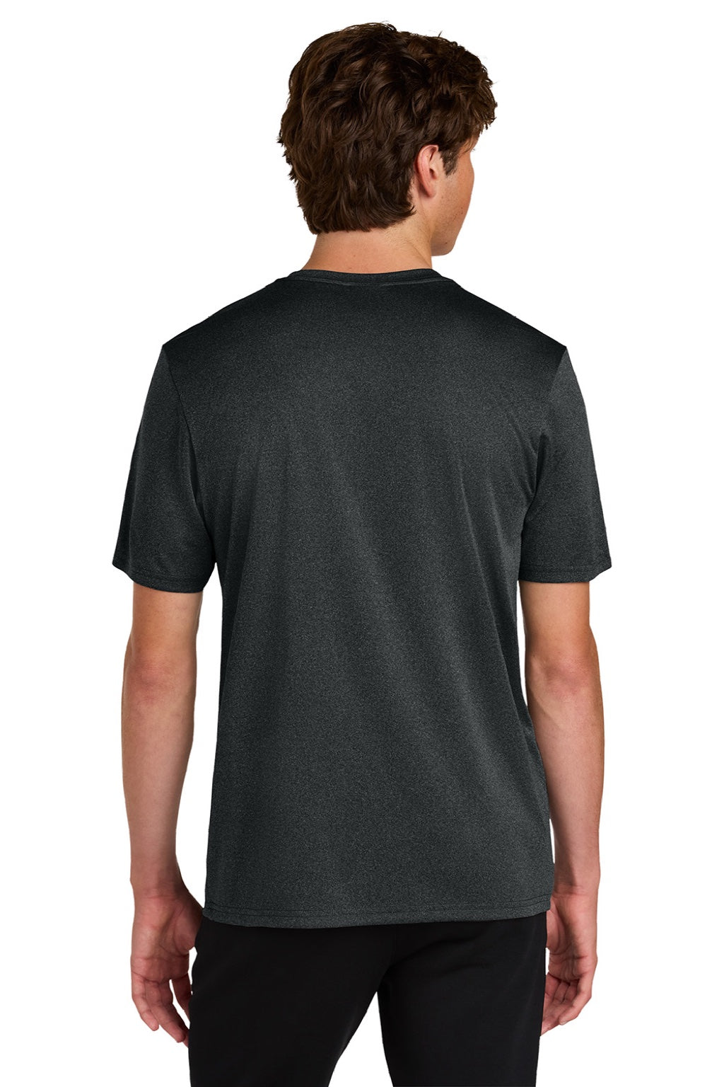 Port & Company PC390 Mens Heather Performance Short Sleeve Crewneck T-Shirt Heather Black Model Back