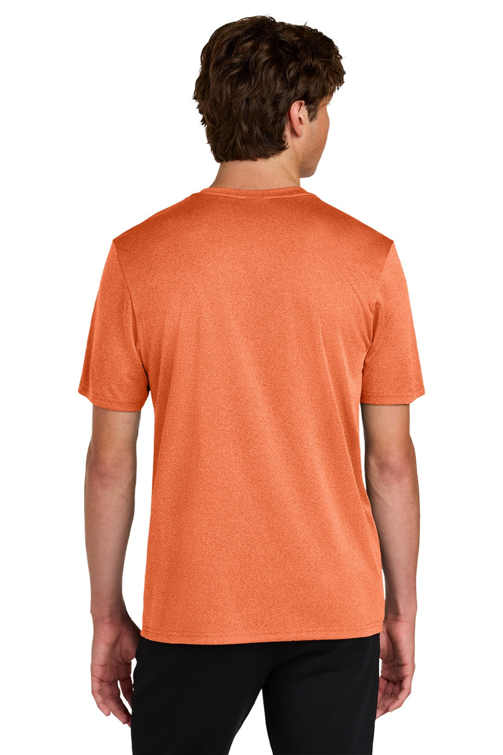 Port & Company PC390 Mens Heather Performance Short Sleeve Crewneck T-Shirt Heather Deep Orange Model Back