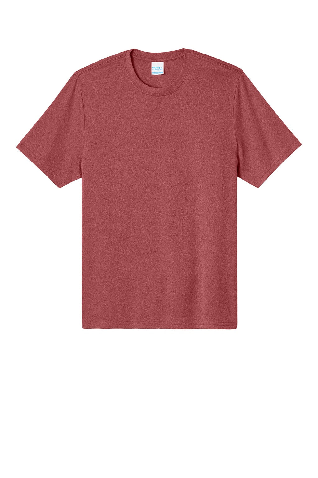 Port & Company PC390 Mens Heather Performance Short Sleeve Crewneck T-Shirt Heather Deep Red Flat Front