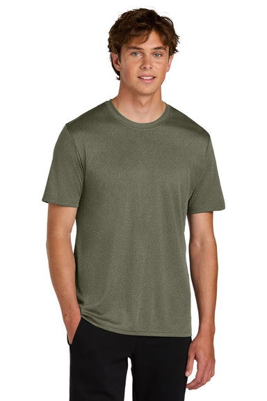 Port & Company PC390 Mens Heather Performance Short Sleeve Crewneck T-Shirt Heather Olive Drab Green Model Front