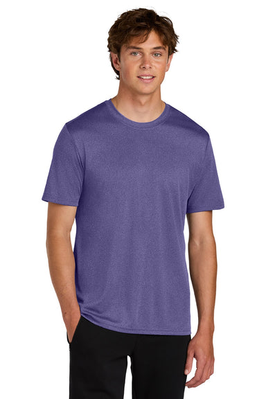 Port & Company PC390 Mens Heather Performance Short Sleeve Crewneck T-Shirt Heather Team Purple Model Front