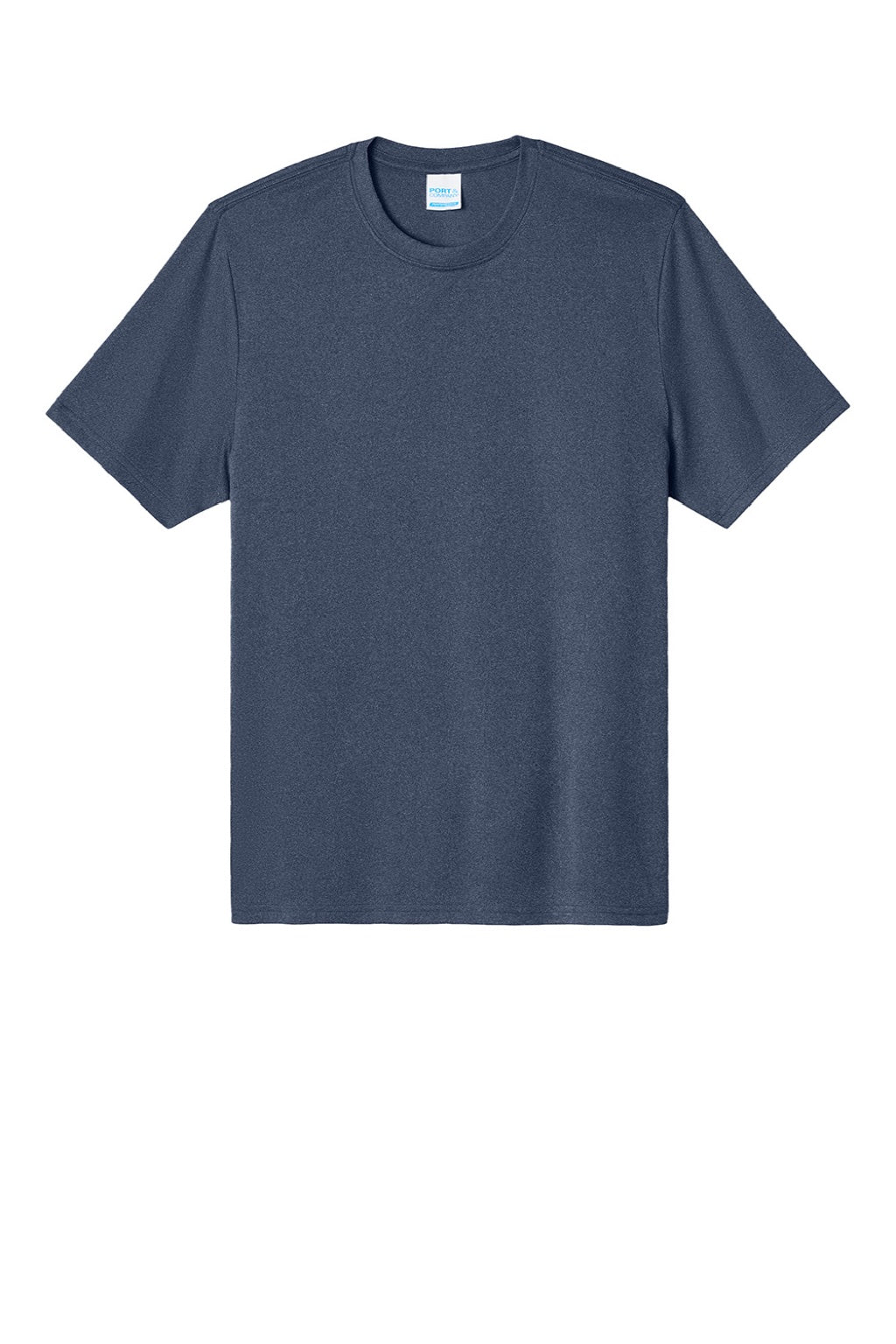 Port & Company PC390 Mens Heather Performance Short Sleeve Crewneck T-Shirt Heather True Navy Blue Flat Front