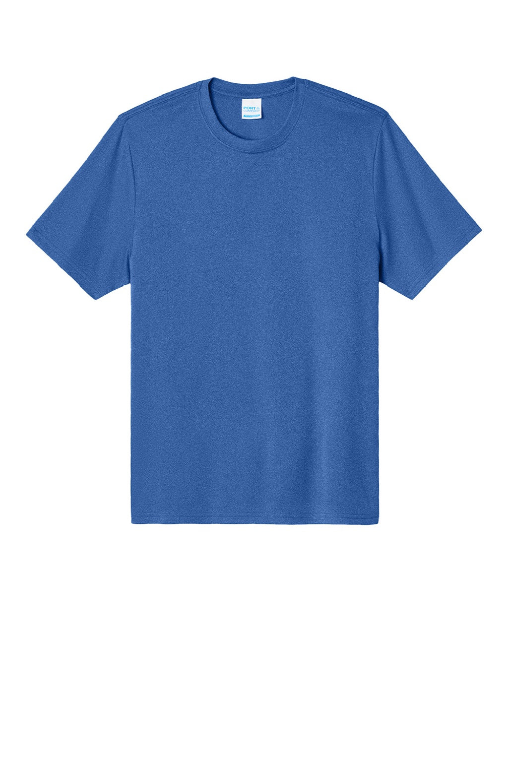 Port & Company PC390 Mens Heather Performance Short Sleeve Crewneck T-Shirt Heather True Royal Blue Flat Front