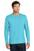 Port & Company PC43LS Mens Easy Long Sleeve Crewneck T-Shirt Aquatic Blue Model Front