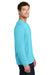 Port & Company PC43LS Mens Easy Long Sleeve Crewneck T-Shirt Aquatic Blue Model Side
