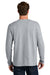 Port & Company PC43LS Mens Easy Long Sleeve Crewneck T-Shirt Heather Grey Model Back