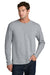 Port & Company PC43LS Mens Easy Long Sleeve Crewneck T-Shirt Heather Grey Model Front