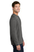 Port & Company PC43LS Mens Easy Long Sleeve Crewneck T-Shirt Charcoal Grey Model Side