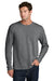 Port & Company PC43LS Mens Easy Long Sleeve Crewneck T-Shirt Heather Graphite Grey Model Front