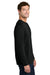 Port & Company PC43LS Mens Easy Long Sleeve Crewneck T-Shirt Jet Black Model Side