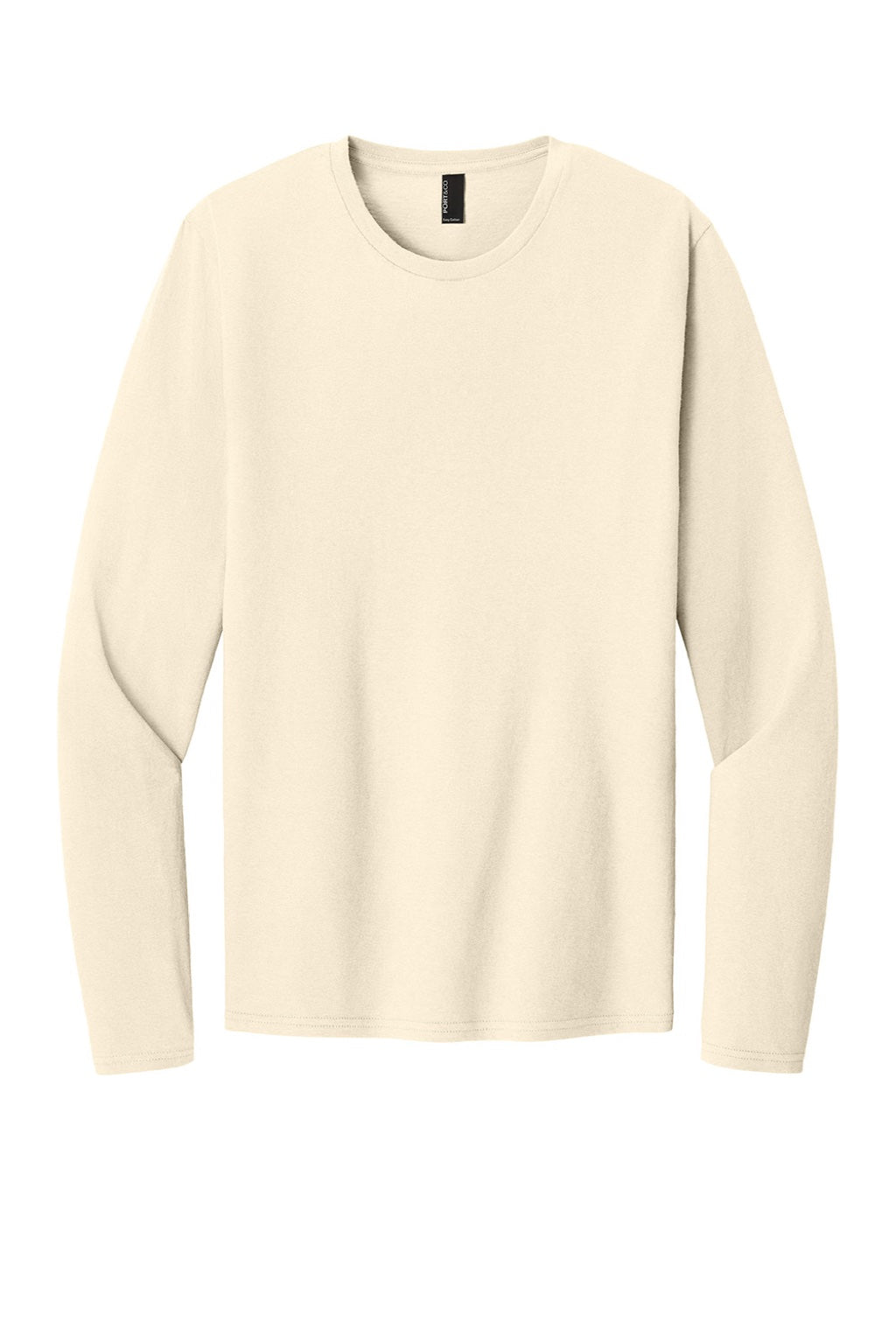 Port & Company PC43LS Mens Easy Long Sleeve Crewneck T-Shirt Natural Flat Front