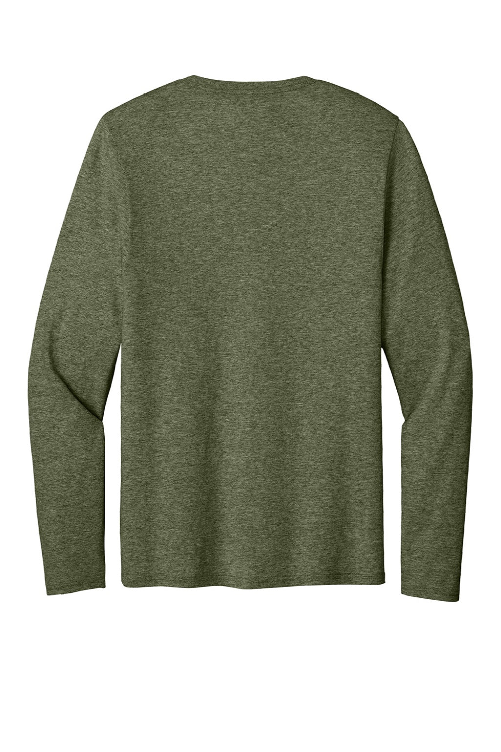 Port & Company PC43LS Mens Easy Long Sleeve Crewneck T-Shirt Heather Olive Drab Green Flat Back