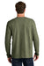 Port & Company PC43LS Mens Easy Long Sleeve Crewneck T-Shirt Heather Olive Drab Green Model Back