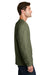 Port & Company PC43LS Mens Easy Long Sleeve Crewneck T-Shirt Heather Olive Drab Green Model Side