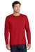 Port & Company PC43LS Mens Easy Long Sleeve Crewneck T-Shirt Red Model Front