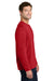 Port & Company PC43LS Mens Easy Long Sleeve Crewneck T-Shirt Red Model Side