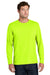 Port & Company PC43LS Mens Easy Long Sleeve Crewneck T-Shirt Safety Green Model Front