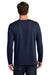 Port & Company PC43LS Mens Easy Long Sleeve Crewneck T-Shirt True Navy Blue Model Back