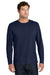 Port & Company PC43LS Mens Easy Long Sleeve Crewneck T-Shirt True Navy Blue Model Front