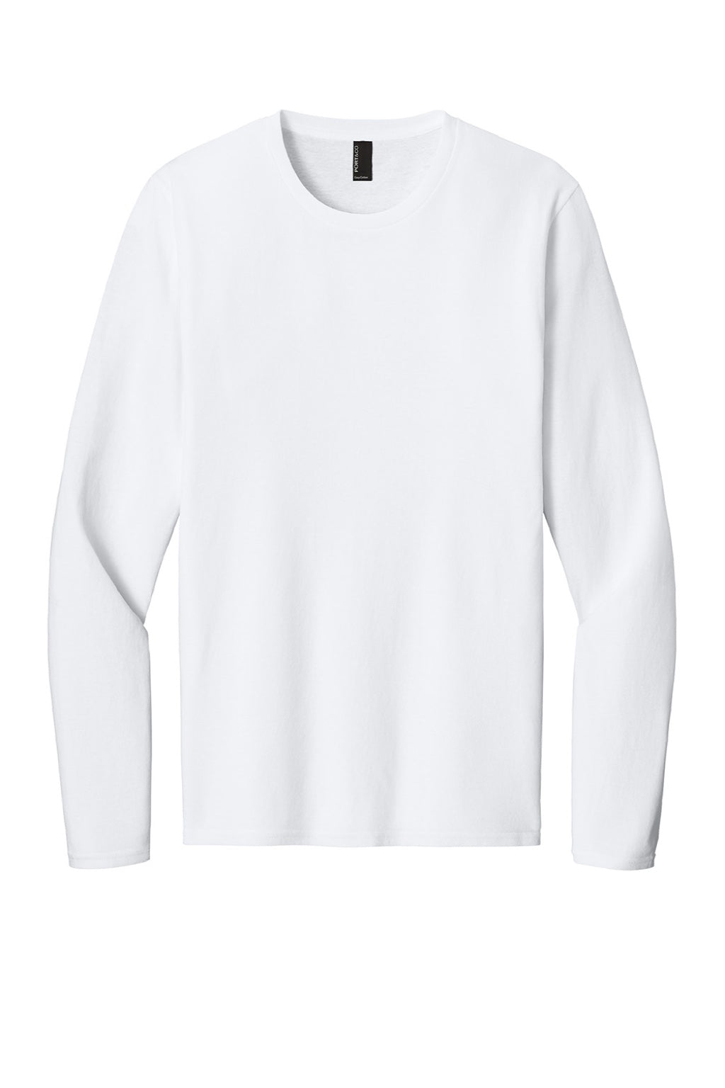 Port & Company PC43LS Mens Easy Long Sleeve Crewneck T-Shirt White Flat Front